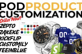 setup 2d3d shopify pod product kickflip zakeke customily teeinblue customizer