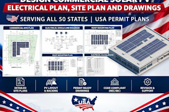 design commercial solar pv layout, electrical plan, site plan and drawings