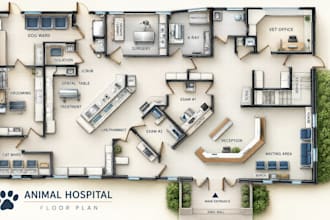 design professional veterinary clinic and animal hospital floor plans