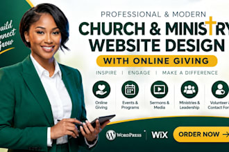 design a church ministry donation website in wordpress or wix