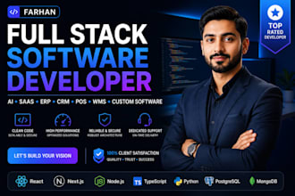 full stack developer, ai saas app, web app, crm, pos, wms, erp, flutter app, mvp