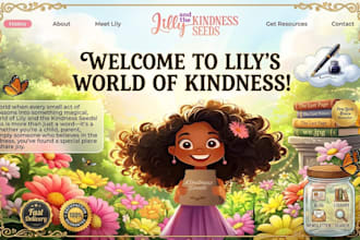 design children book author website, kids book landing page or portfolio