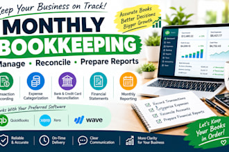manage monthly bookkeeping, reconcile accounts and prepare reports