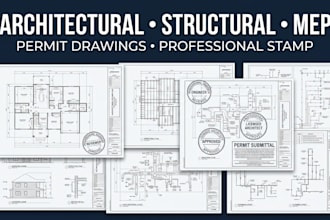 provide architectural, structural and mep permit drawings with stamp