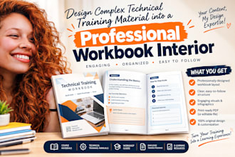 design complex technical training material into a professional workbook interior