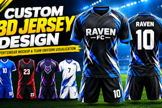 provide custom 3d jersey design sportswear mockup and team uniform visualization