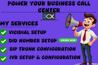 set up vicidial, did number, sip trunk and IVR call center system