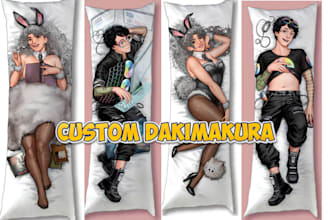 draw custom dakimakura body pillow art sfw nsfw anime fanart for vtuber or oc