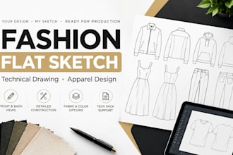 create professional flat sketches and technical drawings