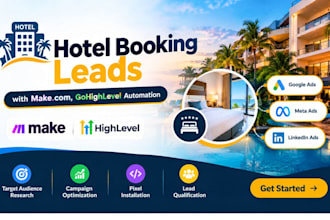 generate hotel booking leads, with make com, gohighlevel automation