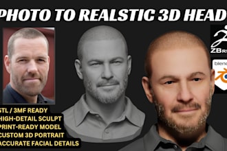 sculpt realistic 3d head bust models from 2d photo for games daz and metahuman