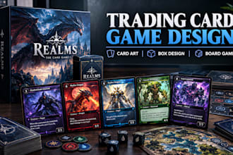 create trading card game art, box design, board game and card game design