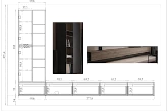 millwork drawing for kitchen cabinet unit, built in wardrobe, cabinetry 3d model