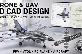 design 3d cad model of your drone uav vtol rc plane aircraft