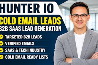 setup hunter io email finder cold outreach verified email b2b lead generation