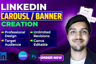 do linkedin carousel and banner canva design