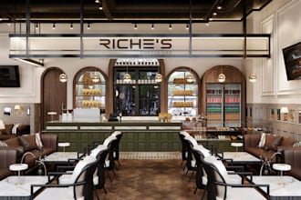 luxury restaurant design,minimalist cafe rendering,exclusive dining room,lounge