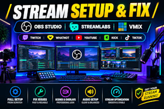 setup or fix streamlabs obs studio vmix for twitch whatnot youtube kick tiktok