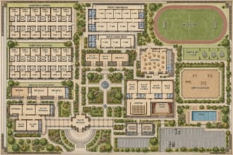 design wayfinding, college campus map , orientation map and student guide map