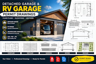 create detached garage and rv garage permit drawings for your project