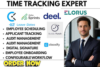 setup time tracking zoho sprints deel elorus buddy punch clockify leave dates