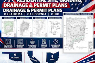 create civil site plans, grading drainage and permit drawings in oklahoma ca oh