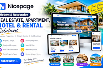 build nicepage real estate apartment hotel rental property booking website
