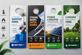 do door hanger design for cleaning, roofing, solar, and lawn care businesses