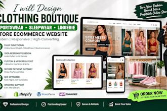 design clothing boutique sportswear sleepwear lingerie store ecommmerce website