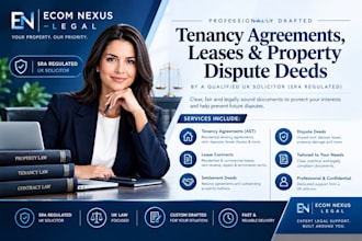 draft a UK landlord and tenant agreement, lease, or dispute deed as a solicitor