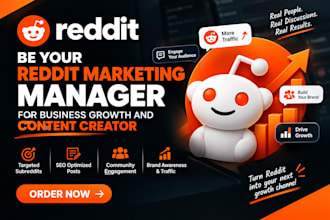 be your reddit marketing manager for business growth and content creators