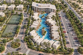 design 3d township masterplan large scale residential development aerial render