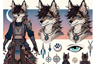 design furry reference sheet for your fursona or oc character