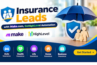 generate insurance, life insurance leads with make com, gohighlevel automation