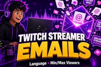 create a custom list of twitch streamers business emails