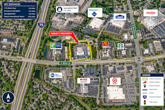 design commercial real estate aerial map with site arrow and offering memorandum