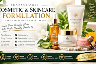 cosmetic and skincare formulation, face serums, body cream, sunscreens, lip balm