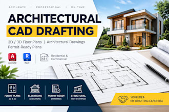 do professional house plans, autocad 2d floor plans and architectural drawings