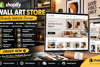 design wall art shopify store wall art website print on demand website art store