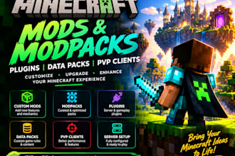 create custom minecraft fabric mods modpacks plugins data packs and pvp clients