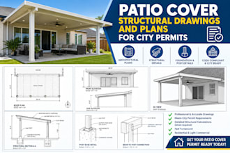 design patio cover structural drawings and plans for city permits