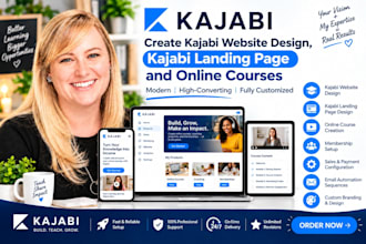 create kajabi website design, kajabi landing page and online courses