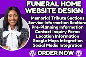 design wordpress funeral website, memorial ite, home care site, obituary site