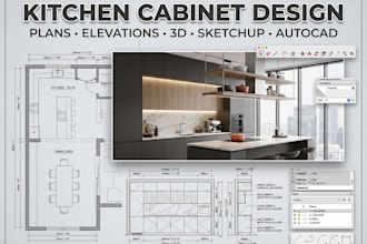 design custom kitchen cabinets with plans, elevations and 3d in sketchup