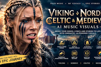 do 4k cinematic viking music video nordic celtic medieval lyrical music video