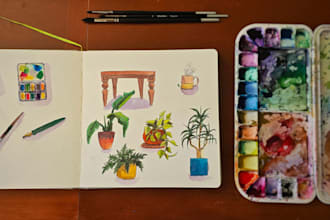 paint watercolor spot illustrations for your substack or newsletter