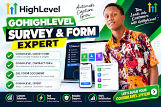 set up gohighlevel surveys, forms, pipeline and workflow automation