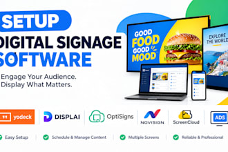 setup digital signage software yodeck displai optisigns novisign screencloud ads