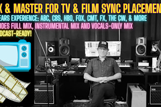 mix and master your tracks for sync placement in tv film and commercials