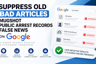 suppress old bad articles, mugshot, public arrest records, false news on google